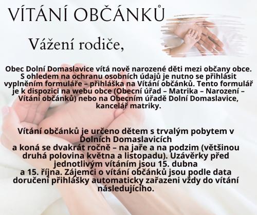 Radostné uvítání nových občánků.